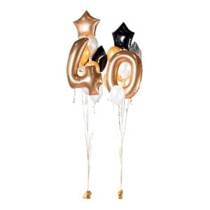 Planera 40-årsfesten - Ballongbukett Happy Birthday 40 Guld