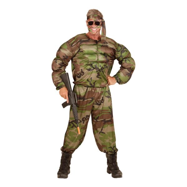 Soldat med Muskler Maskeraddräkt - Large