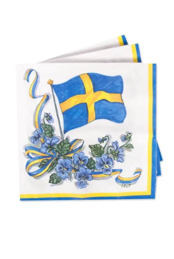 Svenska flaggan med krans, servetter