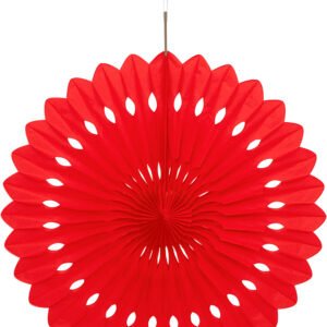 1 st Röd Dekorationssolfjäder i Silkespapper 40 cm