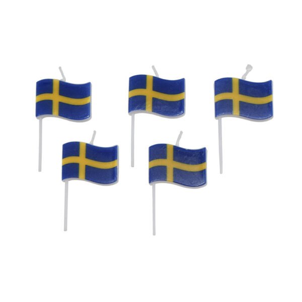Tårtljus Svenska Flaggor 5 pack