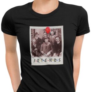 Dam svart T-shirt Polaroid stil Horror friends design Pennywise