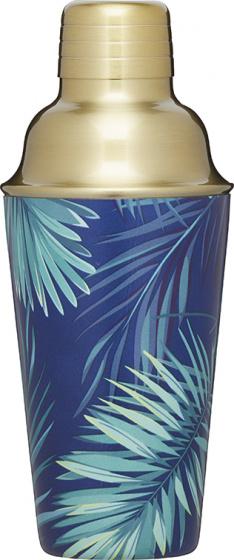 cocktail shaker Tropical Leaves 500ml rostfritt stål blå/grön