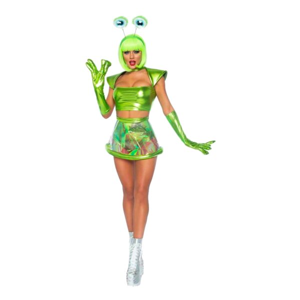 Grön Alien Deluxe Maskeraddräkt - X-Small