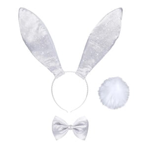 Kaninöron till festen eller högtiden  - Vitt glitter kanin-kit