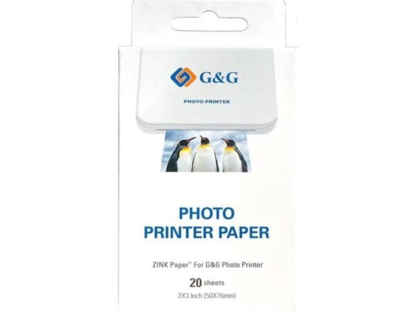 Fotopapper zink GG-ZP023-20 för Canon, G&G, Huawei, HP, Polaroid, Xiaomi skrivare; 50mm x 76mm; 20 st.