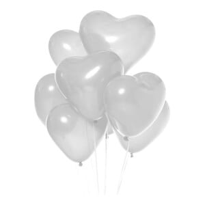 Bästa ballongpaket - Vita hjärtballonger 6 st