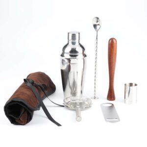 7 in 1 Stainless Steel Wine Cocktail Shaker Tools Set with Cloth Bag, Capacity: 350ml