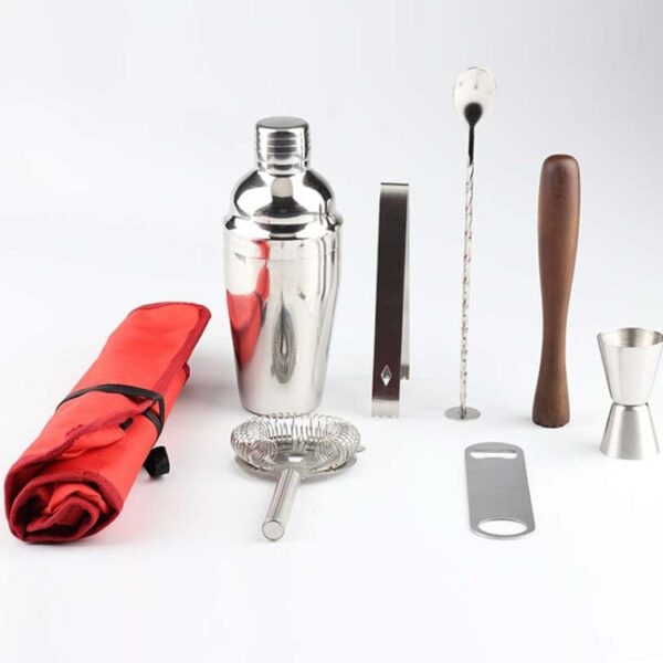 8 in 1 Stainless Steel Wine Cocktail Shaker Tools Set with Cloth Bag, Capacity: 550ml