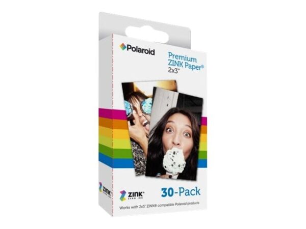 Polaroid Premium ZINK Paper - självhäftande - vit - 50,8 x 76,2 mm 30 ark fotopapper - för Polaroid Snap Instant, Snap Touch; Mint 2-in-1