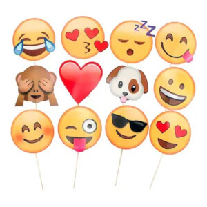 Roliga fotoprops till festen - Emoji Fotoprops