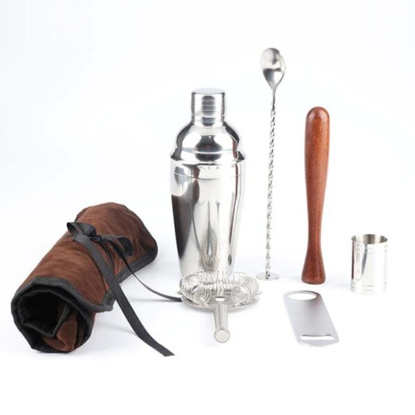 7 in 1 Stainless Steel Wine Cocktail Shaker Tools Set with Cloth Bag, Capacity: 350ml