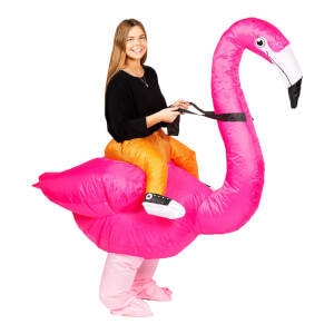 Ursäkta har jag kommit fel temafest - Uppblåsbar Ridande Flamingo Maskeraddräkt