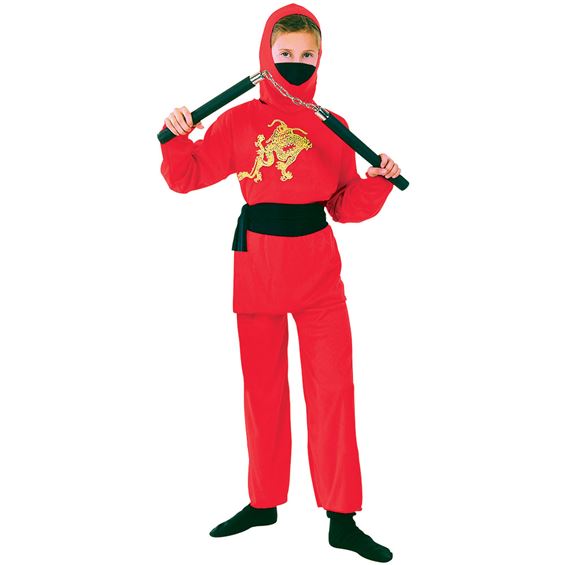 Röd Ninja Barn Maskeraddräkt