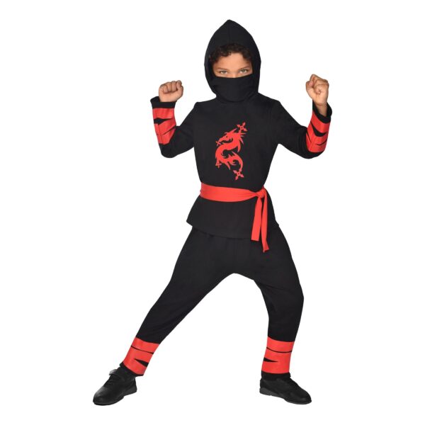 Svart Ninja Barn Maskeraddräkt - 12-14 år