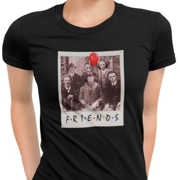 Dam svart T-shirt Polaroid stil Horror friends design Pennywise