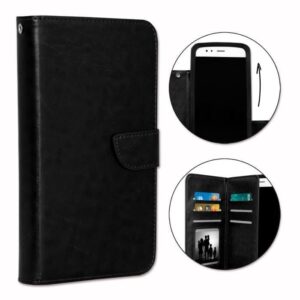 Foliofodral för POLAROID Phantom 5 V2 plånboksformat i svart eko-läder med dubbel invändig flikkorthållare,
