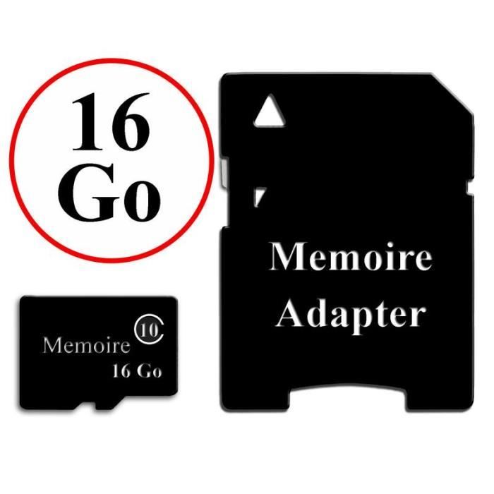 Minneskort i Micro-SD-format 16 GB klass 10 + Adapter för Poloraid Polaroid Link A5 by PH26®