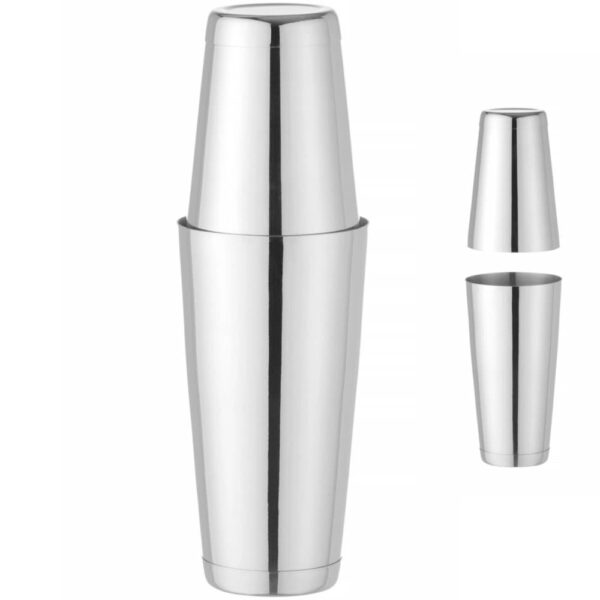 2-delad Boston shaker för drinkar och cocktails Tin on Tin 0,8 l - silver