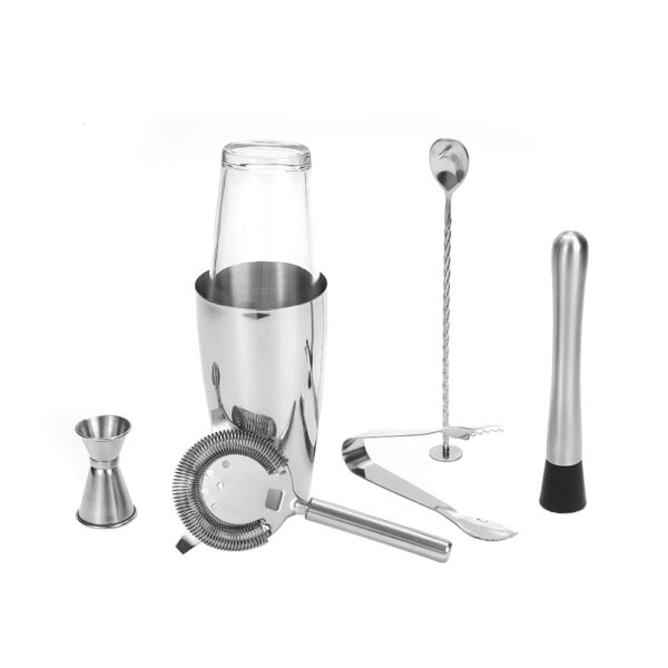 7-delad cocktailshaker i rostfritt stål med 800 ml Boston shaker