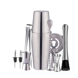Cocktail set Dubbel shaker 750ml Rostfritt stål Silver 10 delar