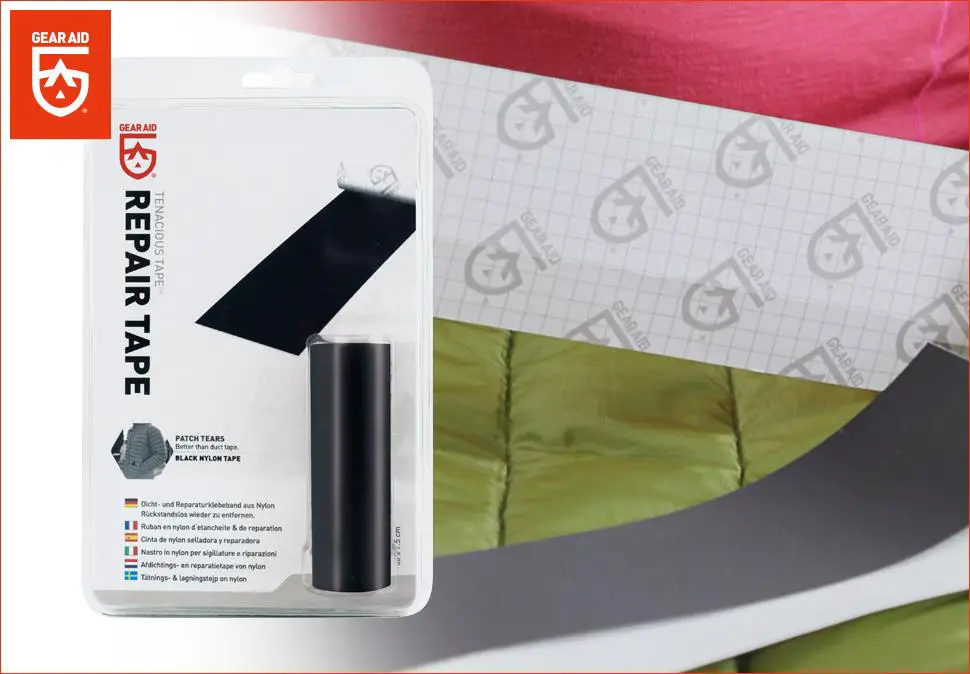 GEAR AID TENACIOUS TAPE BLACK, svart lagningslapp skalplagg, lagningslapp dun